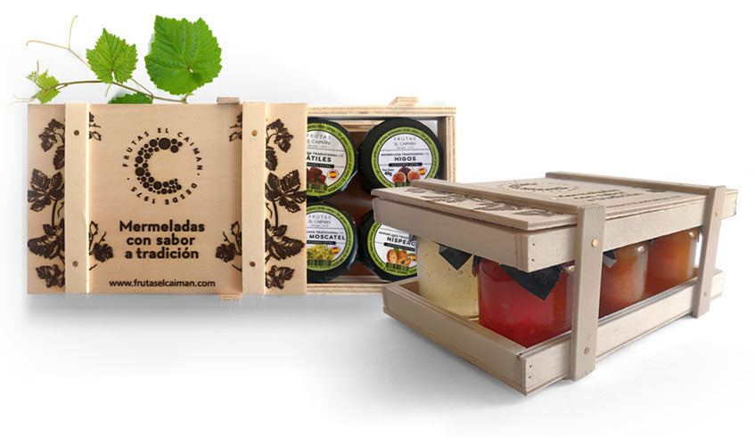 CAJA DE MADERA 6 MERMELADAS GOURMET