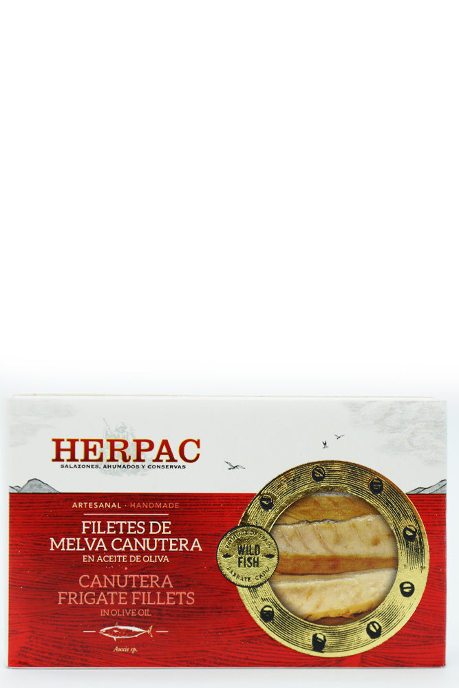 FILETE DE MELVA CANUTERA EN ACEITE DE OLIVA LATA 125 gr - HERPAC